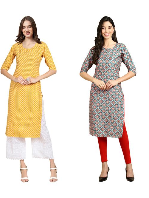 pack of 2 printed straight kurta - 19310302 - Very Small Image - 1