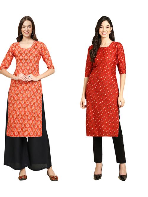 pack of 2 printed straight kurta - 19310322 - Very Small Image - 1