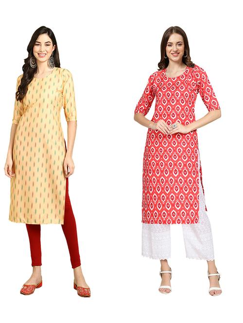 pack of 2 printed straight kurta - 19310333 - Very Small Image - 1