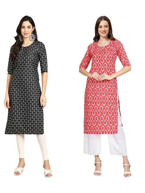 pack of 2 printed straight kurta - 19310338 - Very Small Image - 1