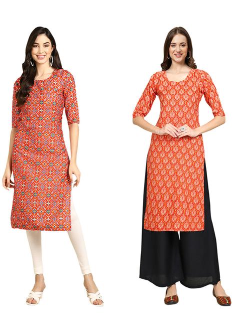 pack of 2 printed straight kurta - 19310347 - Very Small Image - 1