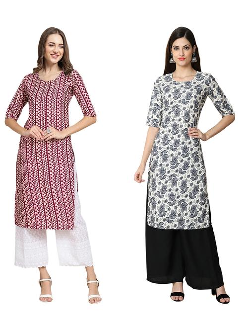 pack of 2 printed straight kurta - 19310383 - Very Small Image - 1