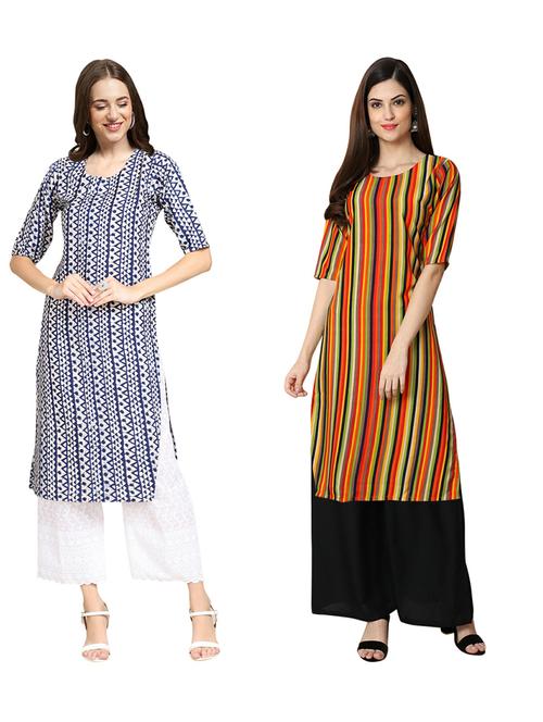 pack of 2 printed straight kurta - 19310388 - Very Small Image - 1