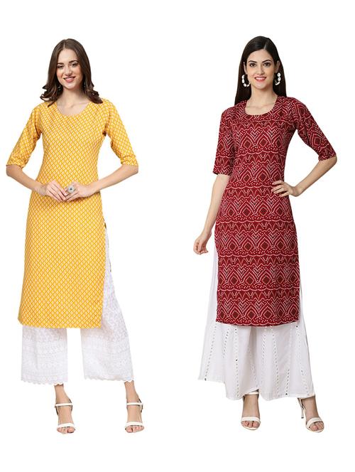 pack of 2 printed straight kurta - 19310400 - Very Small Image - 1