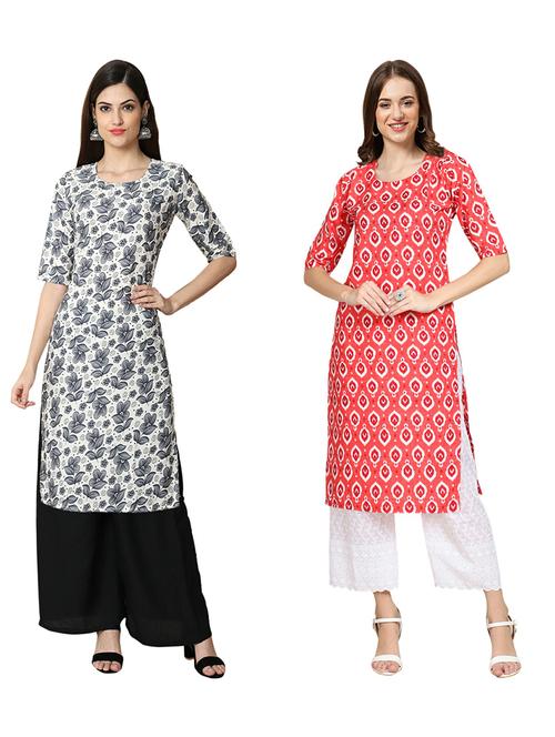 pack of 2 printed straight kurta - 19310428 - Very Small Image - 1