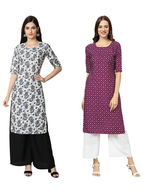 pack of 2 printed straight kurta - 19310431 - Very Small Image - 1
