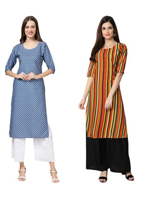 pack of 2 printed straight kurta - 19310433 - Very Small Image - 1