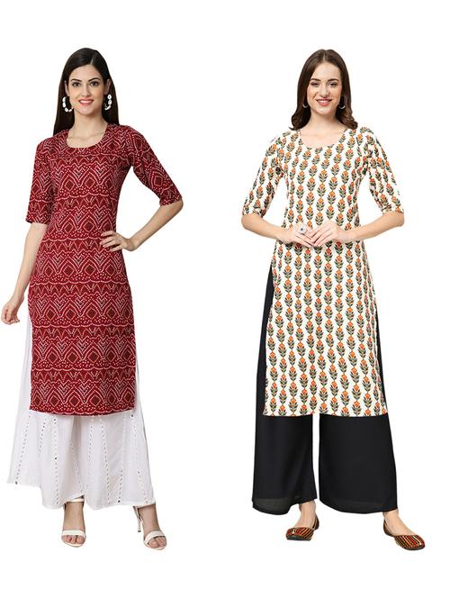 pack of 2 printed straight kurta - 19310445 - Very Small Image - 1