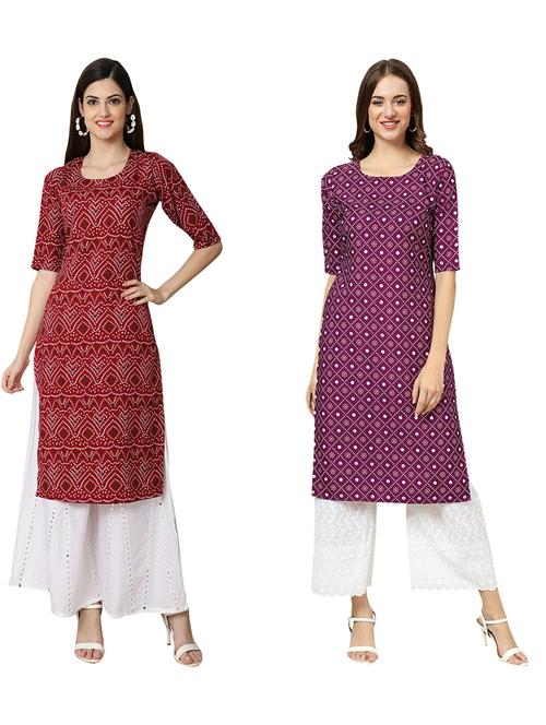 pack of 2 printed straight kurta - 19310447 - Very Small Image - 1