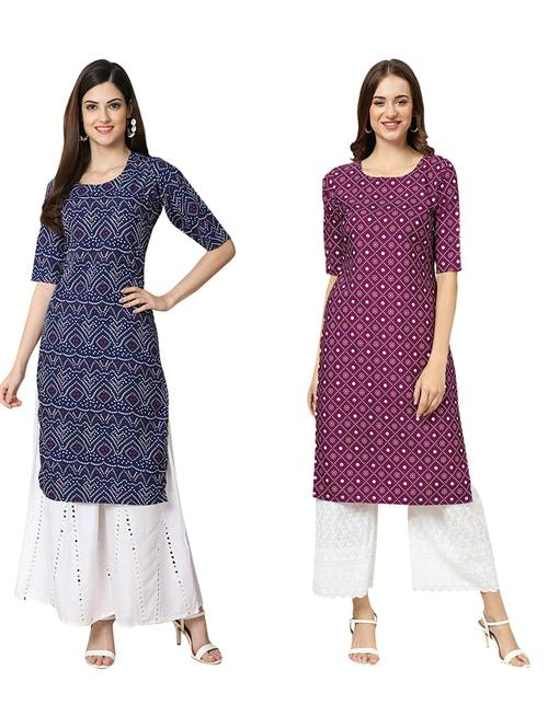 pack of 2 printed straight kurta - 19310452 - Very Small Image - 1