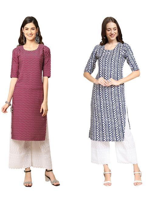 pack of 2 printed straight kurta - 19310454 - Very Small Image - 1