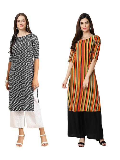 pack of 2 printed straight kurta - 19310488 - Very Small Image - 1