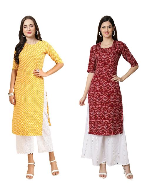 pack of 2 printed straight kurta - 19310494 - Very Small Image - 1