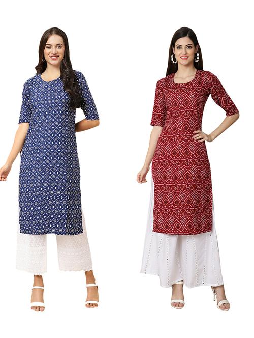 pack of 2 printed straight kurta - 19310511 - Very Small Image - 1