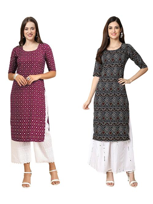 pack of 2 printed straight kurta - 19310520 - Very Small Image - 1