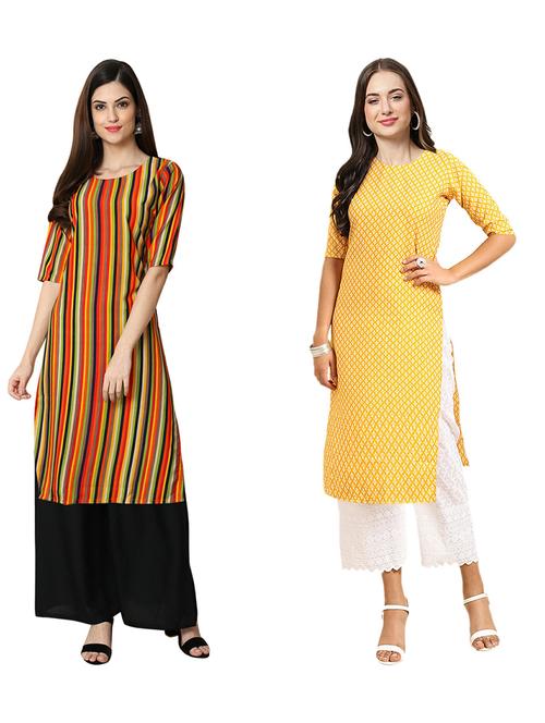 pack of 2 printed straight kurta - 19310527 - Very Small Image - 1