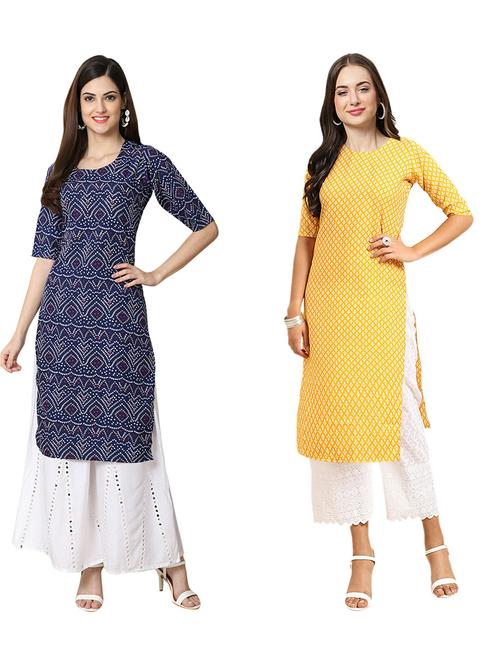 pack of 2 printed straight kurta - 19310543 - Very Small Image - 1