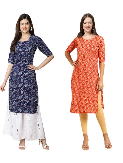 pack of 2 printed straight kurta - 19310546 - Very Small Image - 1