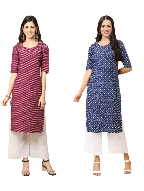 pack of 2 printed straight kurta - 19310551 - Very Small Image - 1