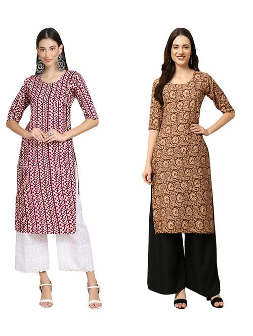 pack of 2 printed straight kurta - 19310577 - Very Small Image - 1