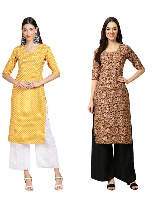 pack of 2 printed straight kurta - 19310592 - Very Small Image - 1