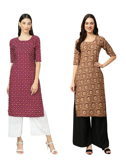 pack of 2 printed straight kurta - 19310612 - Very Small Image - 1