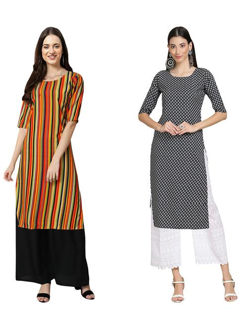 pack of 2 printed straight kurta - 19310616 - Very Small Image - 1