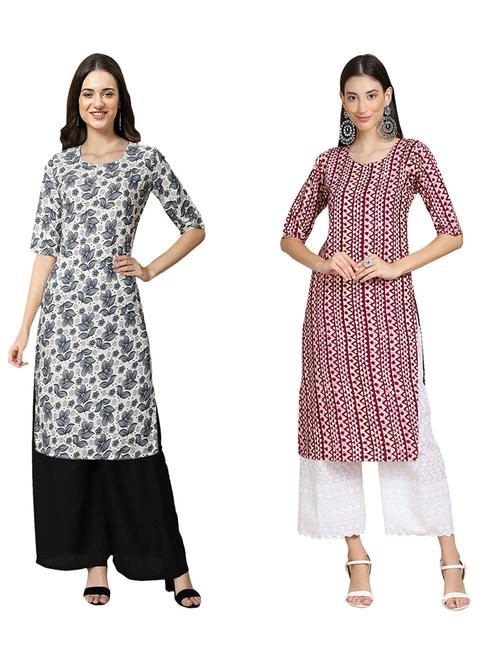 pack of 2 printed straight kurta - 19310619 - Very Small Image - 1