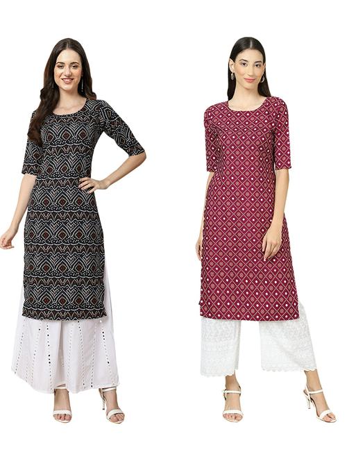 pack of 2 printed straight kurta - 19310631 - Very Small Image - 1