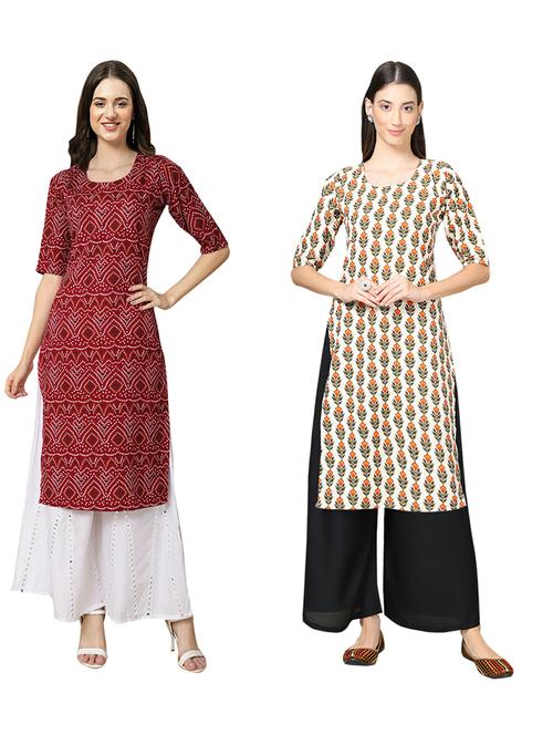 pack of 2 printed straight kurta - 19310637 - Very Small Image - 1