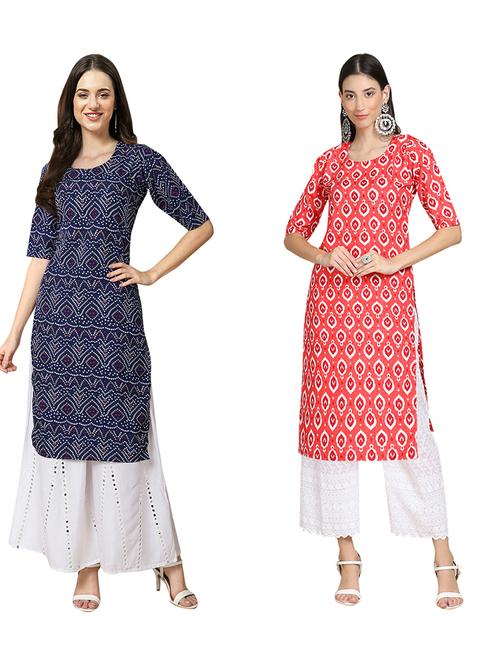 pack of 2 printed straight kurta - 19310638 - Very Small Image - 1