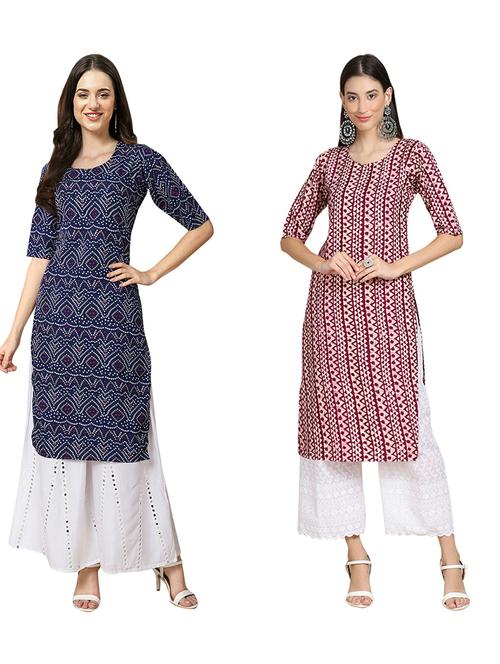 pack of 2 printed straight kurta - 19310639 - Very Small Image - 1