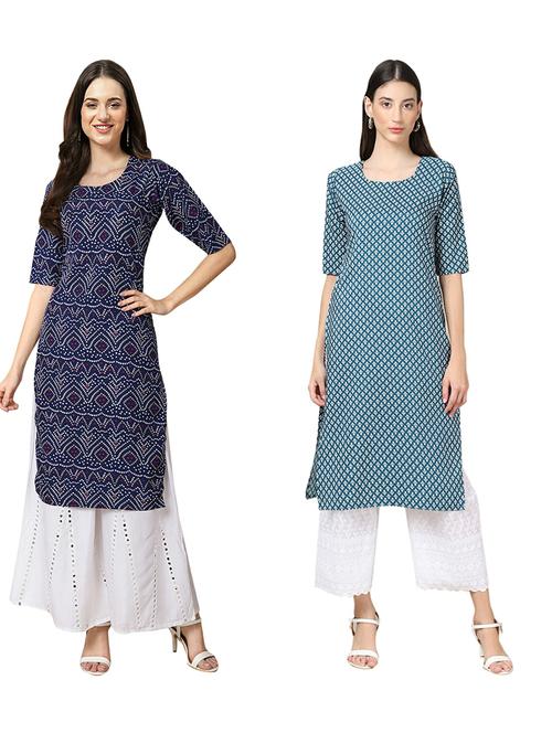 pack of 2 printed straight kurta - 19310642 - Very Small Image - 1