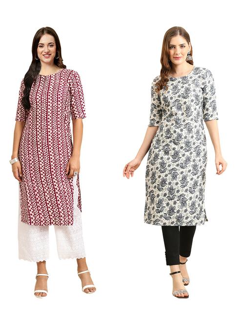 pack of 2 printed straight kurta - 19310668 - Very Small Image - 1