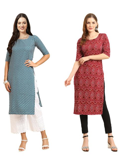 pack of 2 printed straight kurta - 19310690 - Very Small Image - 1