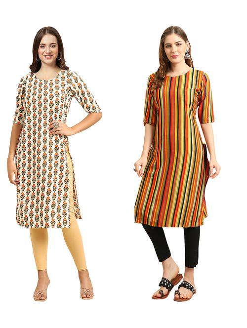 pack of 2 printed straight kurta - 19310692 - Very Small Image - 1