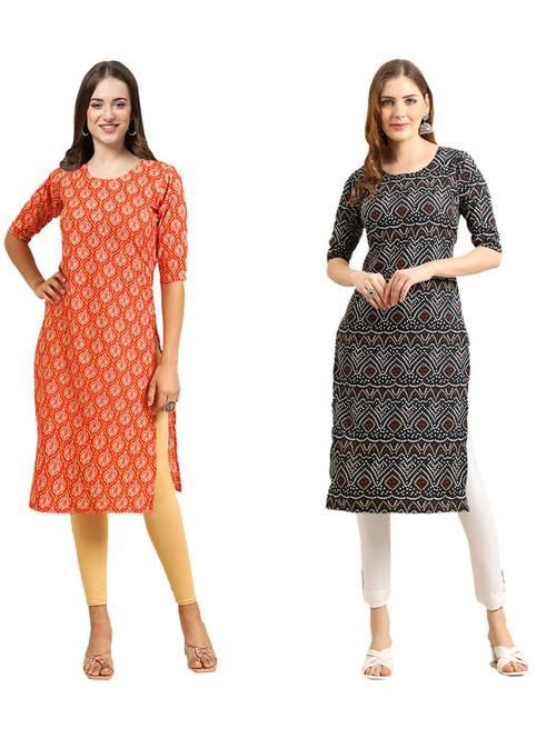 pack of 2 printed straight kurta - 19310704 - Very Small Image - 1