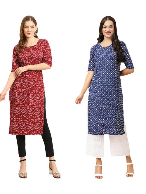 pack of 2 printed straight kurta - 19310729 - Very Small Image - 1