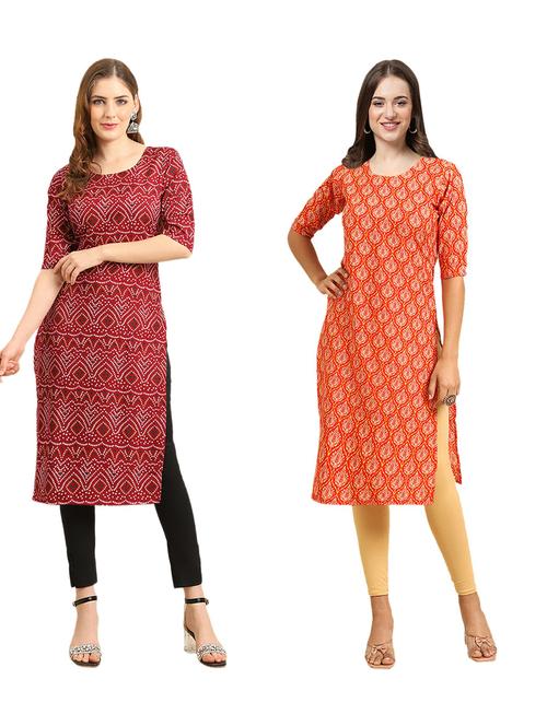 pack of 2 printed straight kurta - 19310730 - Very Small Image - 1