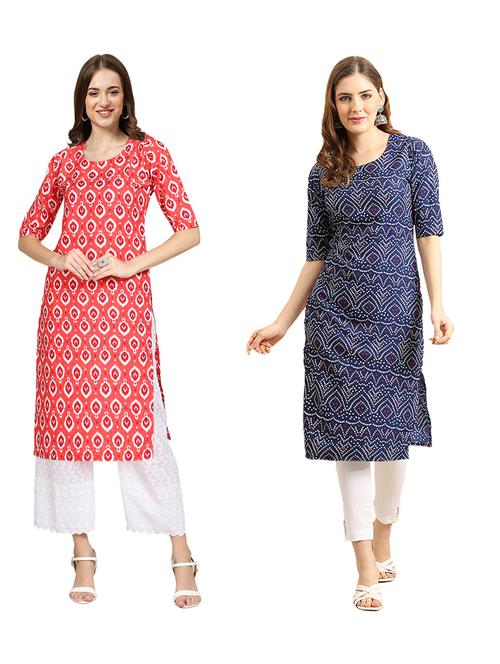 pack of 2 printed straight kurta - 19310741 - Very Small Image - 1