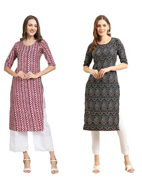 pack of 2 printed straight kurta - 19310744 - Very Small Image - 1