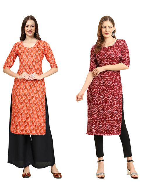 pack of 2 printed straight kurta - 19310775 - Very Small Image - 1