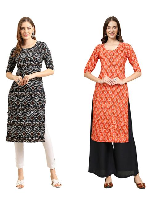 pack of 2 printed straight kurta - 19310799 - Very Small Image - 1