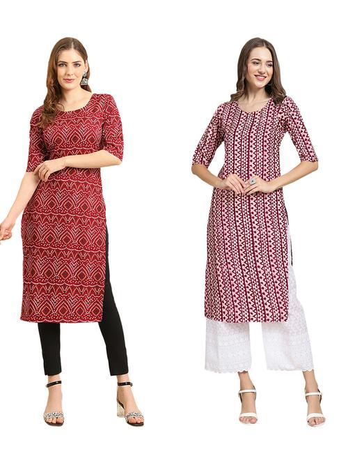 pack of 2 printed straight kurta - 19310802 - Very Small Image - 1