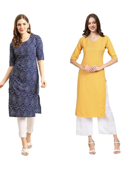 pack of 2 printed straight kurta - 19310809 - Very Small Image - 1