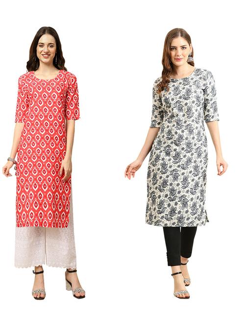 pack of 2 printed straight kurta - 19310813 - Very Small Image - 1