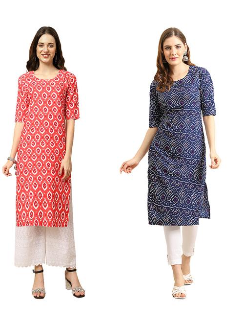 pack of 2 printed straight kurta - 19310816 - Very Small Image - 1