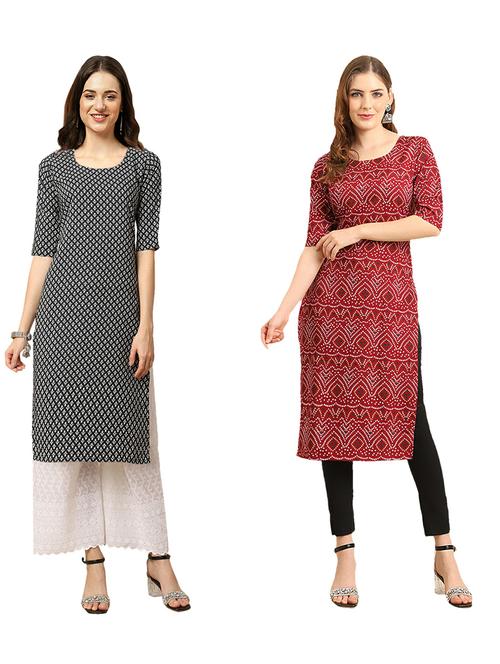 pack of 2 printed straight kurta - 19310830 - Very Small Image - 1