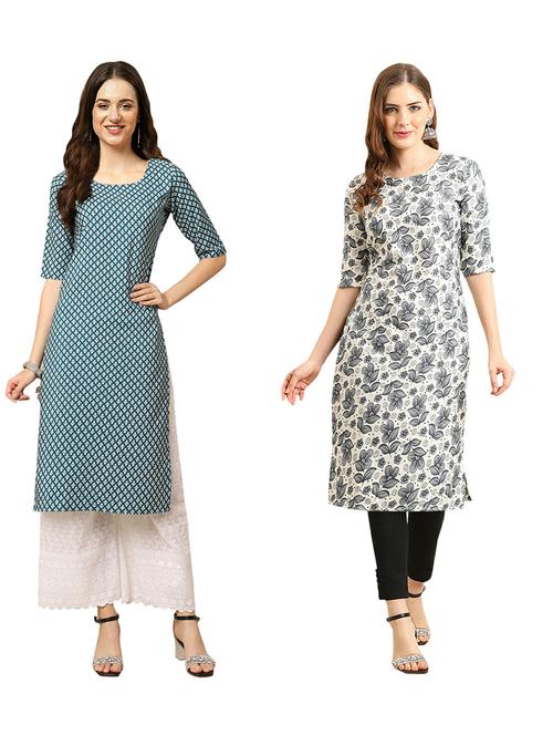 pack of 2 printed straight kurta - 19310833 - Very Small Image - 1