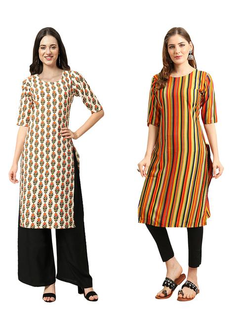 pack of 2 printed straight kurta - 19310837 - Very Small Image - 1